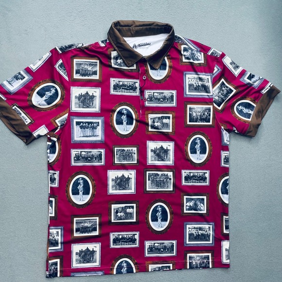 Royal & Awesome Other - Royal & Awesome Men Polo Shirt‎ Polyester Spandex XL Vintage Golf Photo Print